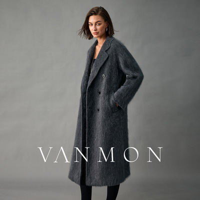 101801版型100%纯山羊绒大衣女经典百搭双排扣拉毛保暖中长款