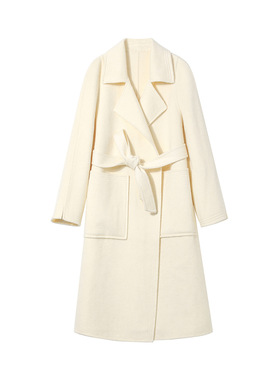 2025秋冬M家手工大衣制作羊驼毛呢外套宽松绵羊毛双面呢子大衣女