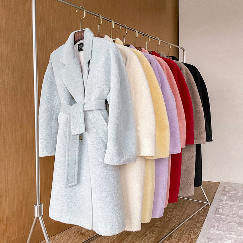 Max家秘鲁阿尔巴卡苏力羊驼绒大衣女101801浴袍双面羊绒毛呢外套