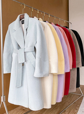 Max家秘鲁阿尔巴卡苏力羊驼绒大衣女101801浴袍双面羊绒毛呢外套