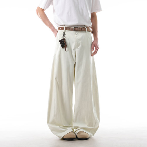 B347-A22-P55-控价78 春夏宽松休闲裤男士弯刀阔腿裤