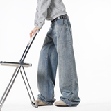 B347-W25019-P55-78秋季水洗工艺宽松牛仔裤，男装牛仔裤，电商B347(原C409)