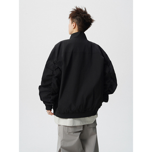 cleanfit外套男生春秋季拼接痞帅户外运动登山服潮牌宽松立领夹克图片
