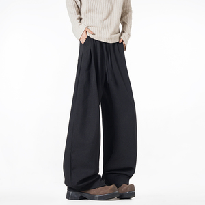 B347-W2603-P50-68 秋季黑色宽松休闲长裤直筒西裤男图片