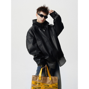 B347-A79-P80-148 秋装荔枝纹飞行服上衣男士宽松皮衣夹克,男装皮衣,电商B347(原C409)