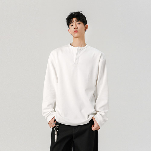 B347-T02-特P30 春夏条纹肌理感宽松版型长袖男士T恤