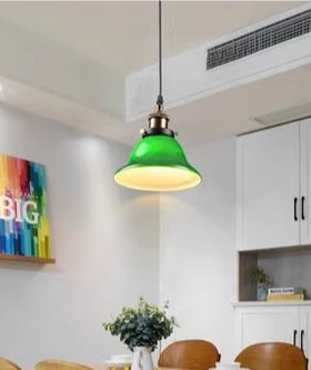 北欧loft工业美式复古绿色玻璃餐厅吧台灯创意地中海风情咖啡店灯