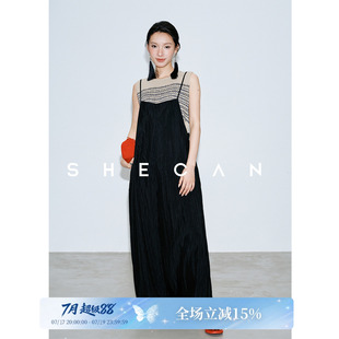 SHECAN【松弛】慵懒风吊带连体裤女夏薄款高级感宽松工装阔腿长裤