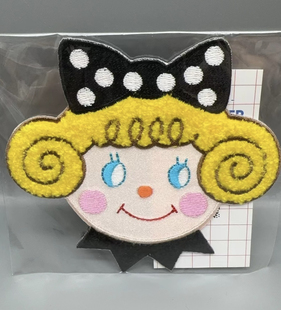 日本Curly Collection卷发女孩草莓酱波点黑色蝴蝶结布贴