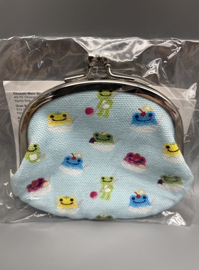 日本Ayanokoji与Pickles the frog联名浅蓝色底青蛙图案小口金包