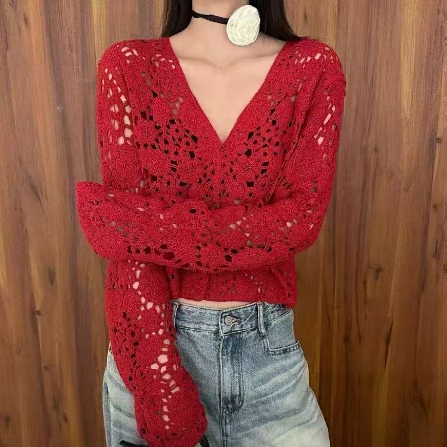 松弛感穿搭毛线外套V领开衫