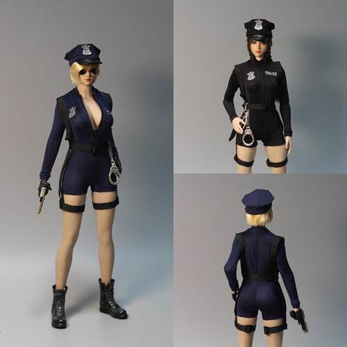 现货HAILI TOYS 1/6比例女兵人偶女警COS紧身衣 潮流人偶服装配件