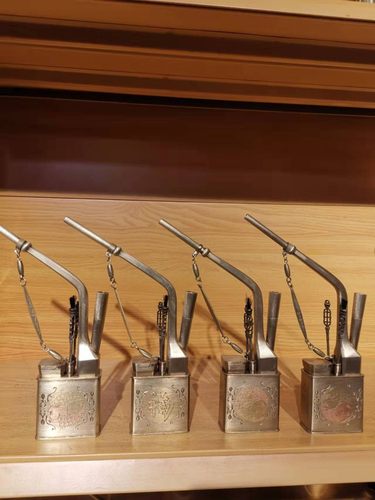 青铜水烟壶复古水烟袋明国仿古方型烟壶铜水烟壶