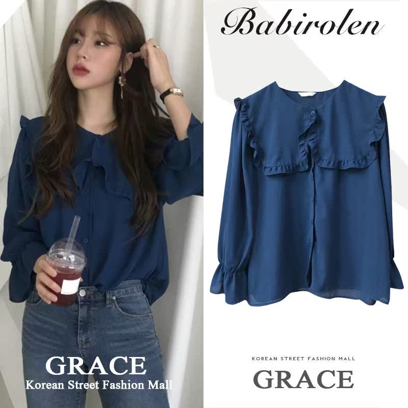 2019秋季新款韓國ins長袖襯衣設計感小衆雪紡襯衫女仙女範學生女在類目 女裝/女士精品, 襯衫中 - 來自Buy2taobao.com提供專業的淘寶代購服務