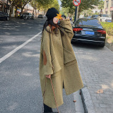现货2025冬季新撞色拼接圈圈毛呢子大衣浙宝300/8826/P215控298，女装毛呢外套，郎佰婉