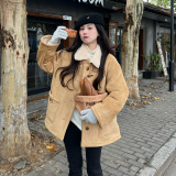 现货2025冬季新款时尚保暖皮毛一体外套浙宝300/8926/P185控278，女装短外套，郎佰婉