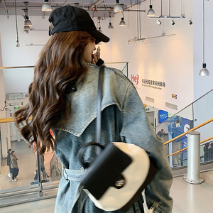 长款复古牛仔风衣外套女2025春秋季新款韩版炸街宽松休闲显瘦大衣图片