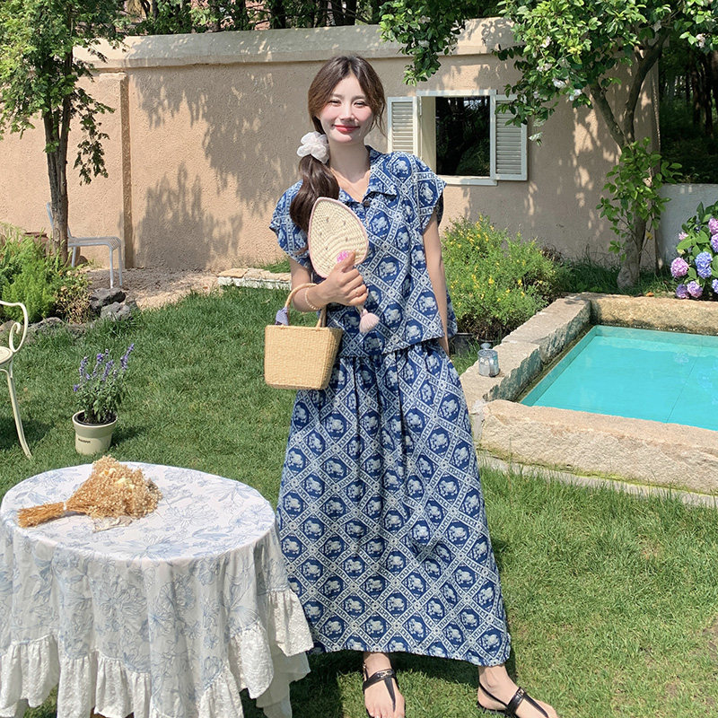 已出大货2024夏季新款民族风印花套装裙浙宝300/2846/P135控198，女装连衣裙，郎佰婉