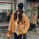 上新24冬季新时尚减龄皮毛一体外套带手套浙宝300/8923/P195控288，女装短外套，郎佰婉