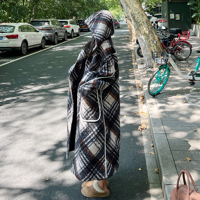 现货2024冬季新款时尚格纹大衣浙宝300/8816/P205控288，女装毛呢外套，郎佰婉