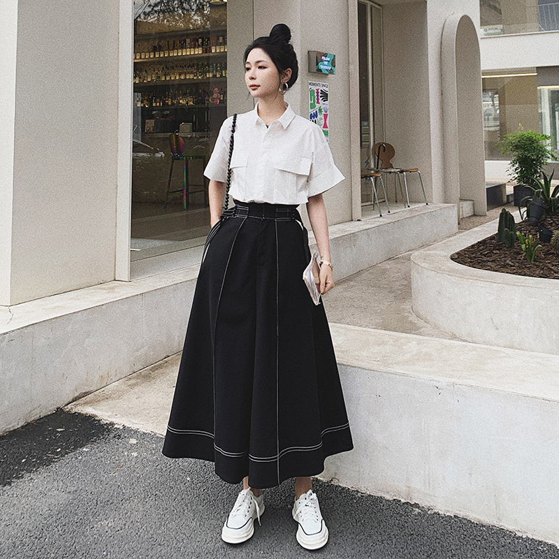 休闲衬衫阔腿裤两件套时尚套装女夏减龄网红港风气质名媛炸街盐系，女装套装/套裙，郎佰婉