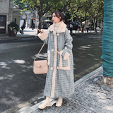 现货2024冬季新款高个子格子拼羊羔毛浙宝300/7858/P195控278，女装毛呢外套，郎佰婉