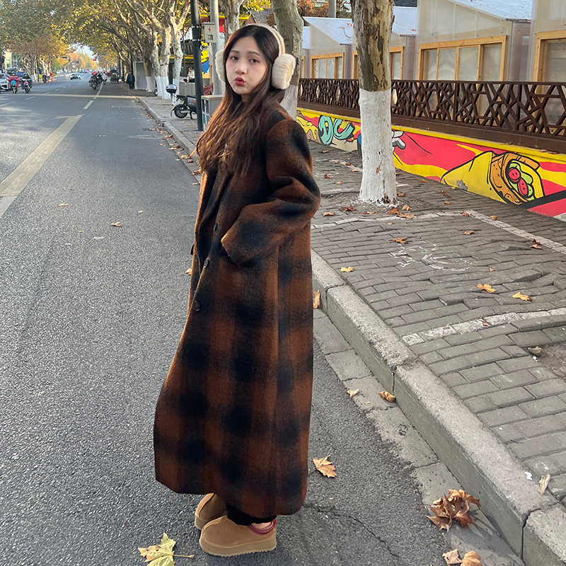 已出大货23冬新时尚保暖内里加绒格纹大衣浙宝300/8870/P205控298,女装毛呢外套,郎佰婉