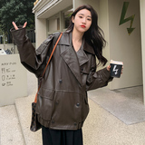 现货2025春季新款时尚短款皮衣外套浙宝300/2307/P145控208，女装短外套，郎佰婉