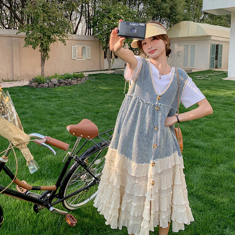 大货24夏新款蕾丝拼接背带裙浙宝300/2802/P135控198一套165控228，女装连衣裙，郎佰婉