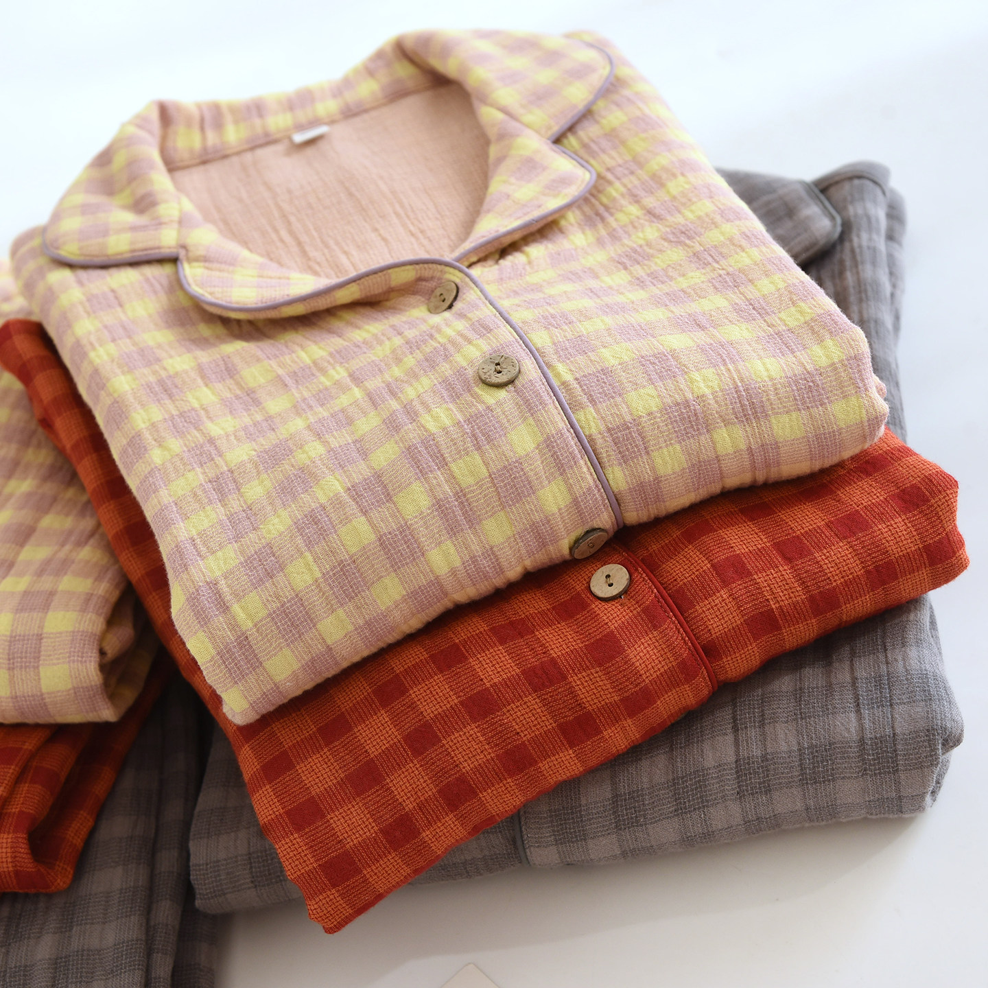 出口面料四层纱布情侣睡衣男女春秋冬季加厚纯棉本命新年格子家居,女士内衣/男士内衣/家居服,睡衣/家居服套装,淘宝优惠券,粉丝福利购,淘宝优惠卷