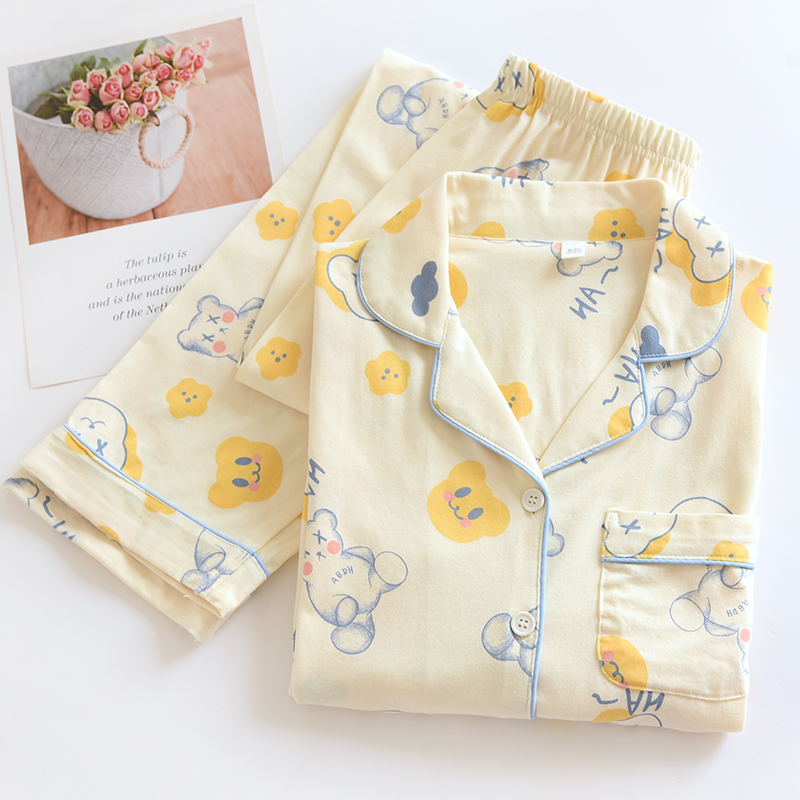 宽松大码韩氏衣兰女全棉针织睡衣