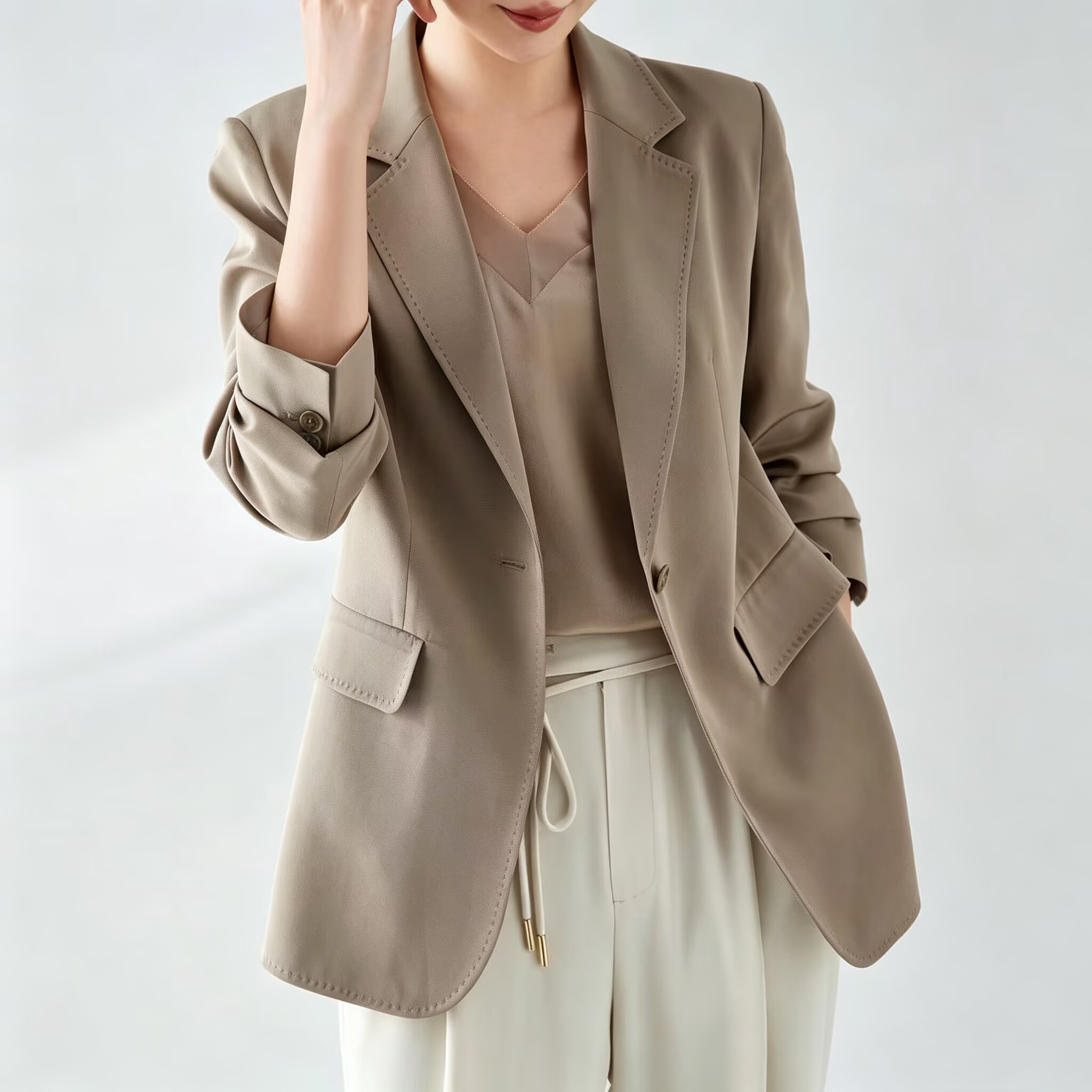 重磅真丝通勤西装外套春夏显瘦