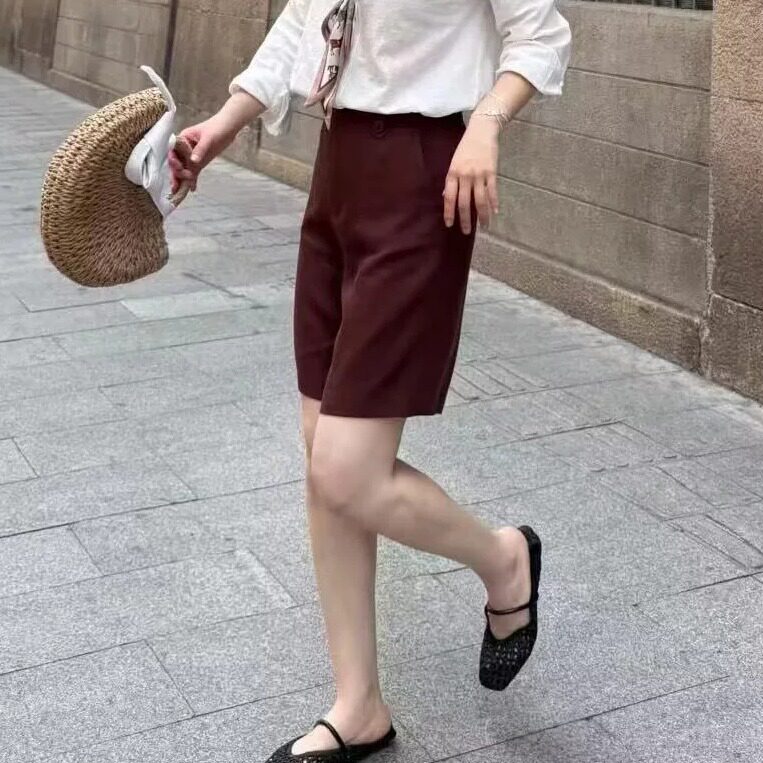 夏季透气亚麻莱赛尔阔腿西裤女