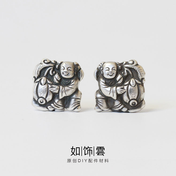 925银和合二圣背云半手工珠串