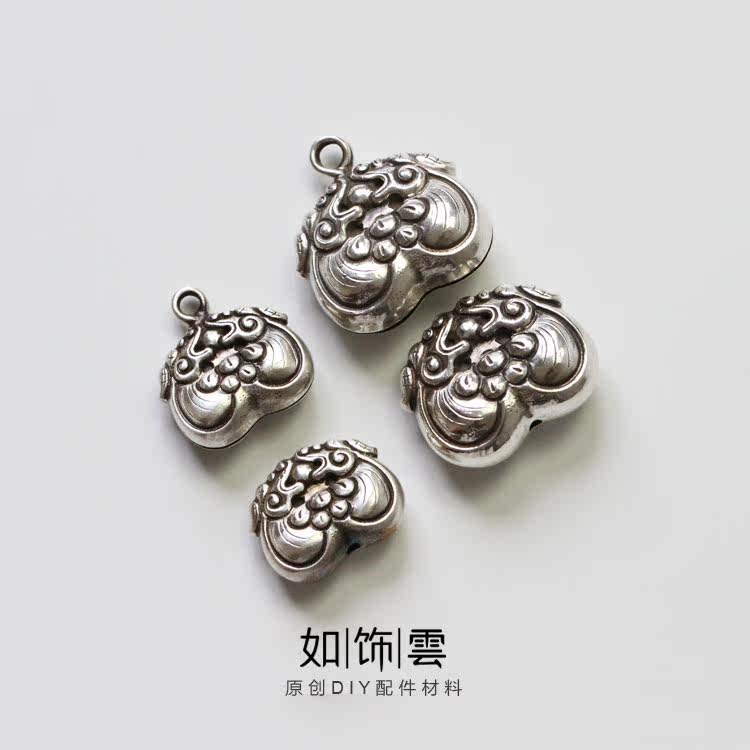 925银双龙衔珠招福铃铛背云挂件