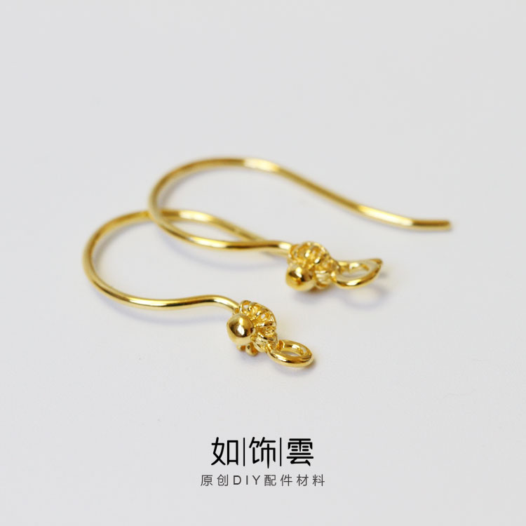 银镀金女款皇冠花丝精美耳勾耳饰