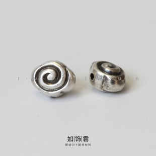 如饰 祥云小背云 925银做旧复古串珠手串手链隔珠配饰diy配件 DZ