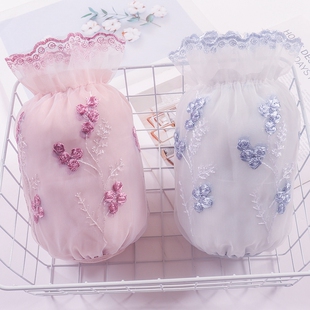 蕾丝短款袖套女冬季时尚防脏污护袖学生办公上课洋气羽绒服套袖筒