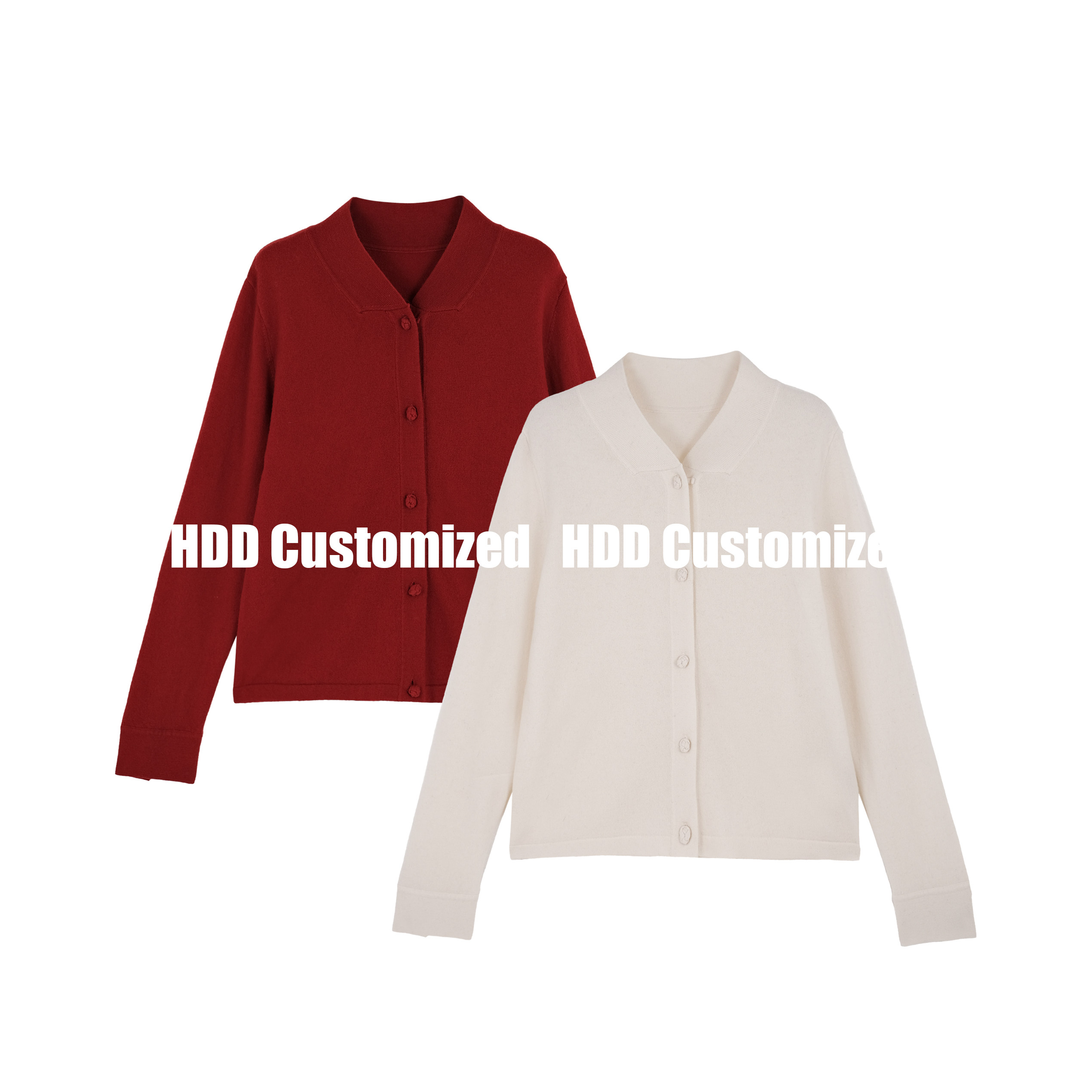 HDD- "夹心红枣" 羊毛 女款软糯舒适干净帅气毛衣开衫上衣 Y1047