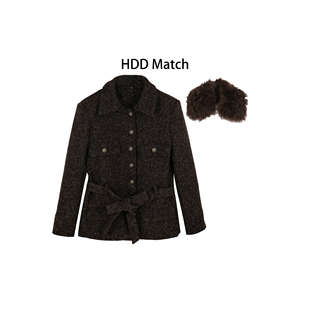 大毛领定制收腰气质外套 HDD 女款 羊毛 Y1004 咖啡雪顶