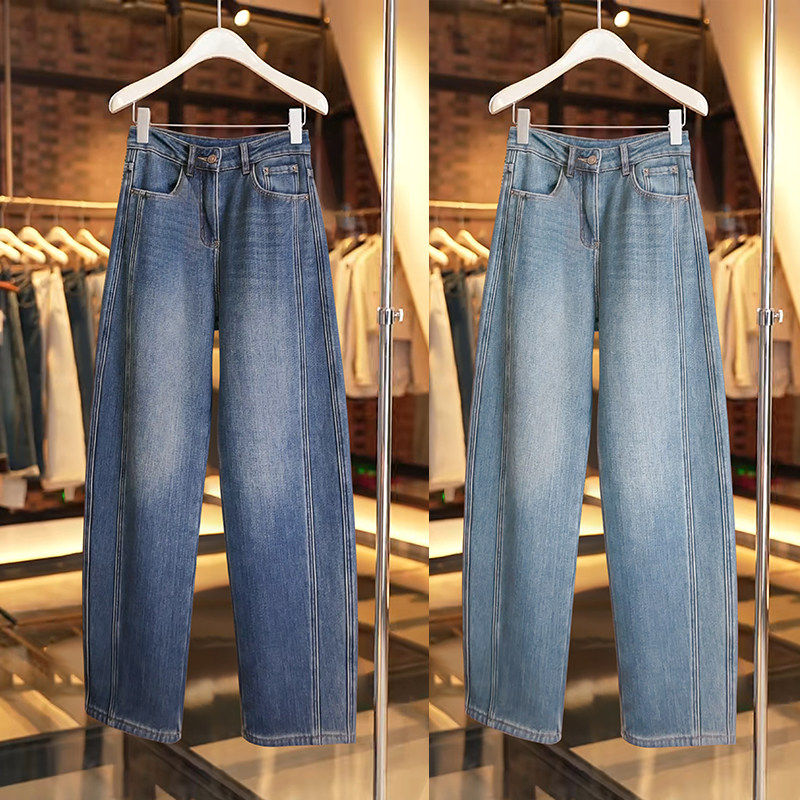 显瘦牛仔裤子梨型身材粗腿宽胯弯刀裤女2025新款春秋冬加绒香蕉裤,女装/女士精品,大码裤装,淘宝优惠券,粉丝福利购,淘宝优惠卷