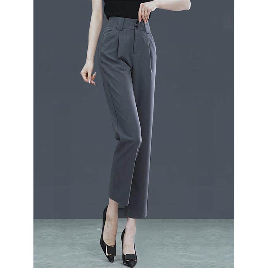 休闲九分小西裤女2026春秋新款高腰双扣时尚烟管哈伦直筒裤西装裤