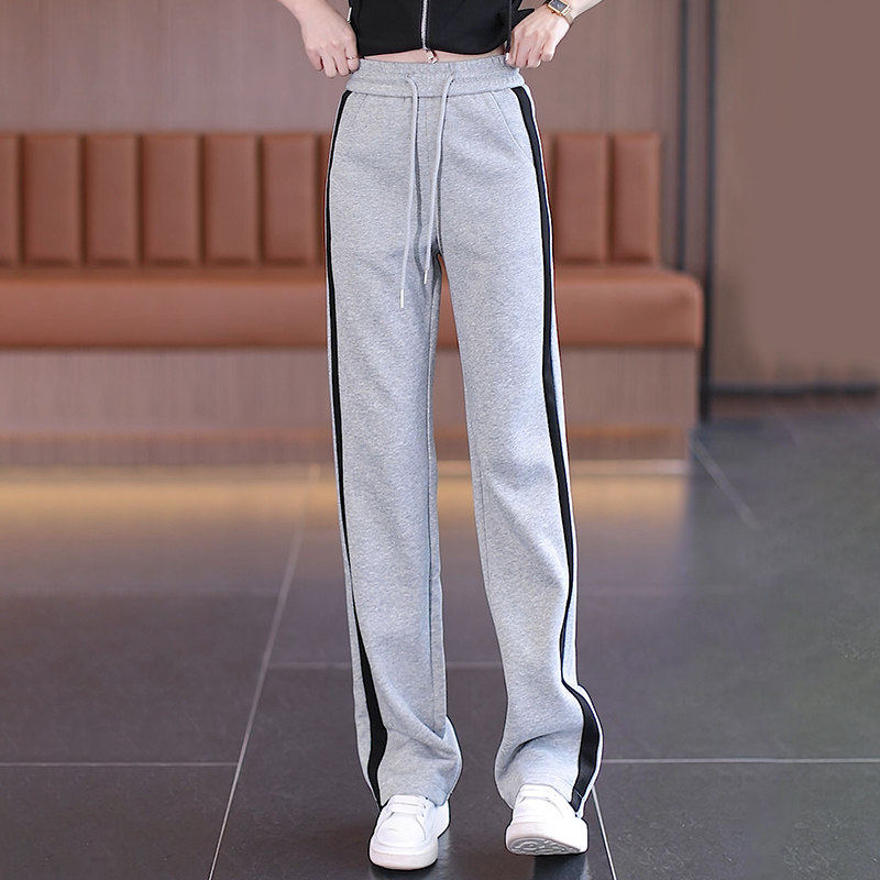休闲窄版阔腿裤女2026夏季薄款新款松紧高腰裤子运动裤卫裤直筒裤