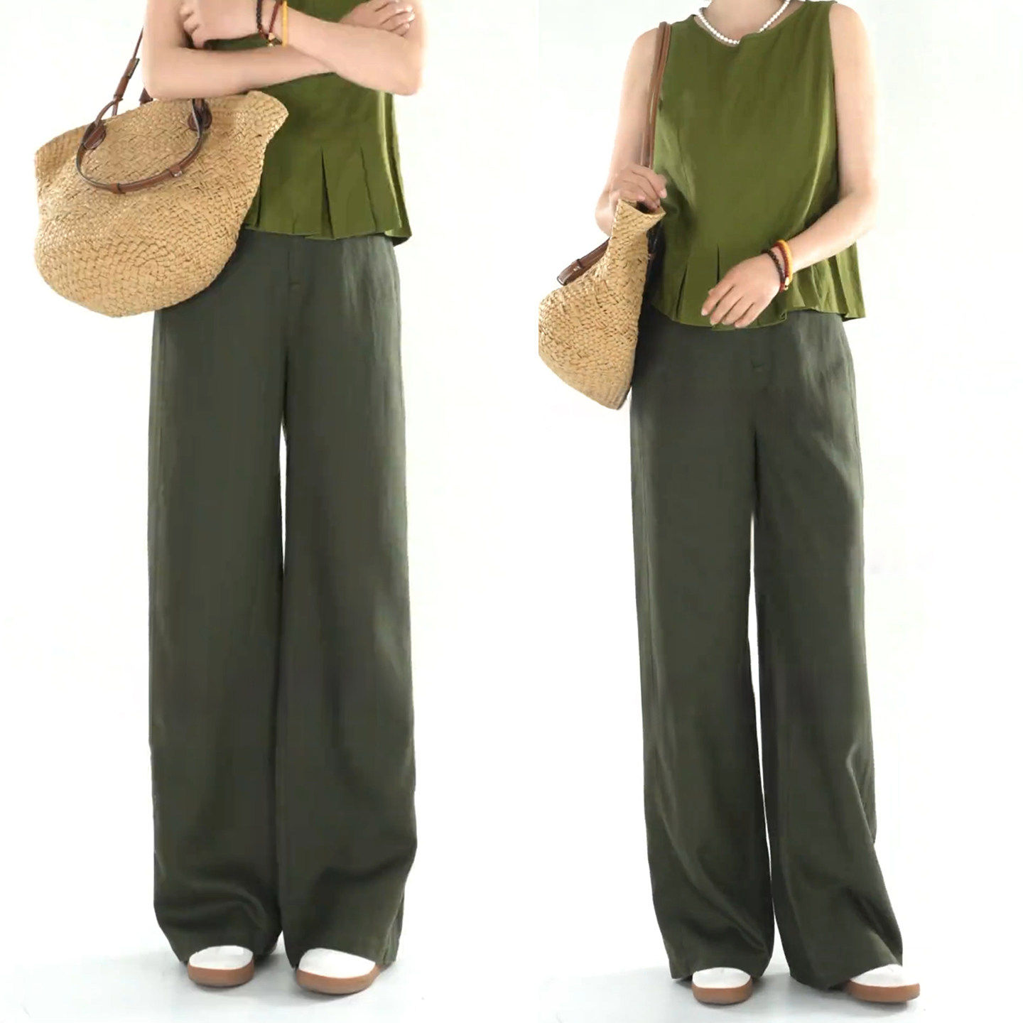 天丝亚麻裤子女款夏季薄款阔腿裤2026新款长裤子宽松直筒裤休闲裤