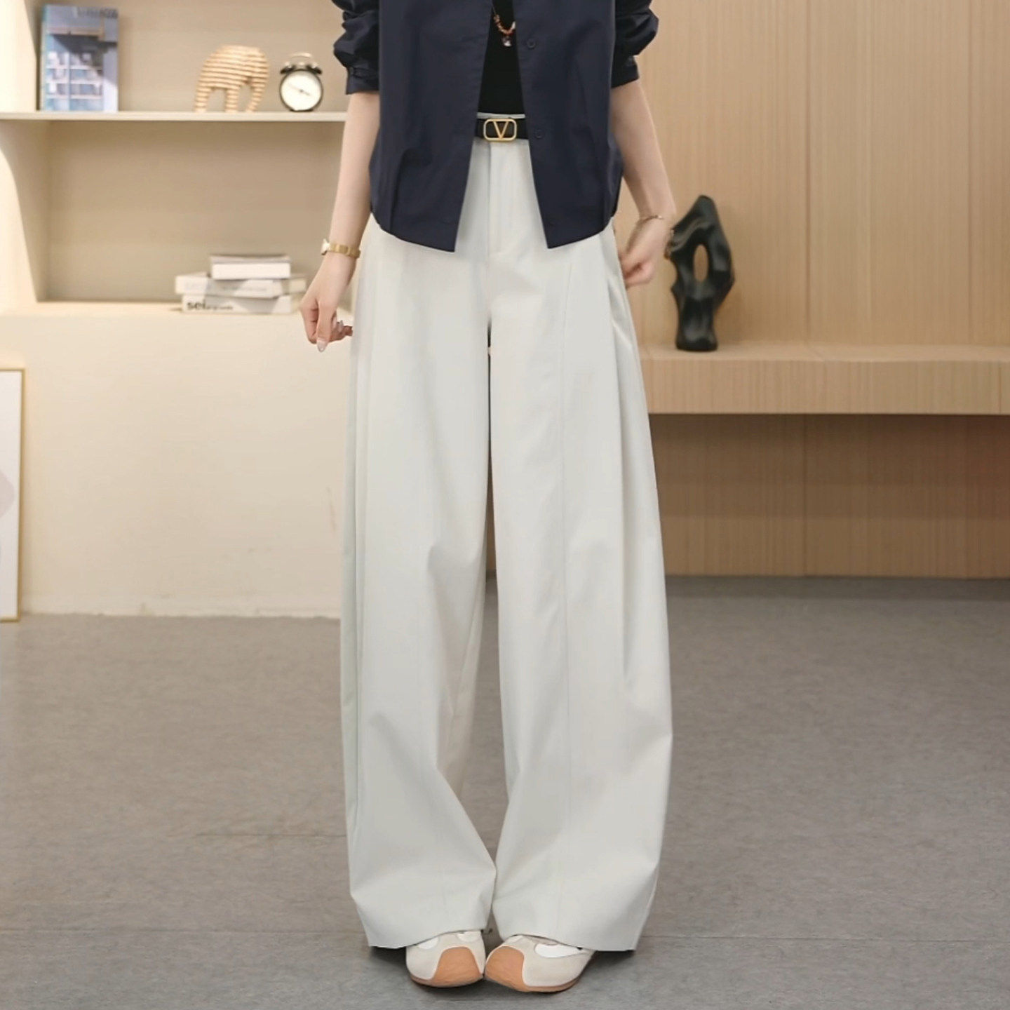 春季西装裤高腰阔腿裤女春款弯刀裤2026新款长裤子宽松显瘦休闲裤