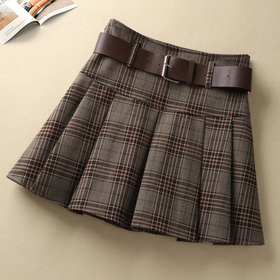 咖色格子百褶裙女2025新款高腰显瘦学院风短裙秋季ins春秋半身裙