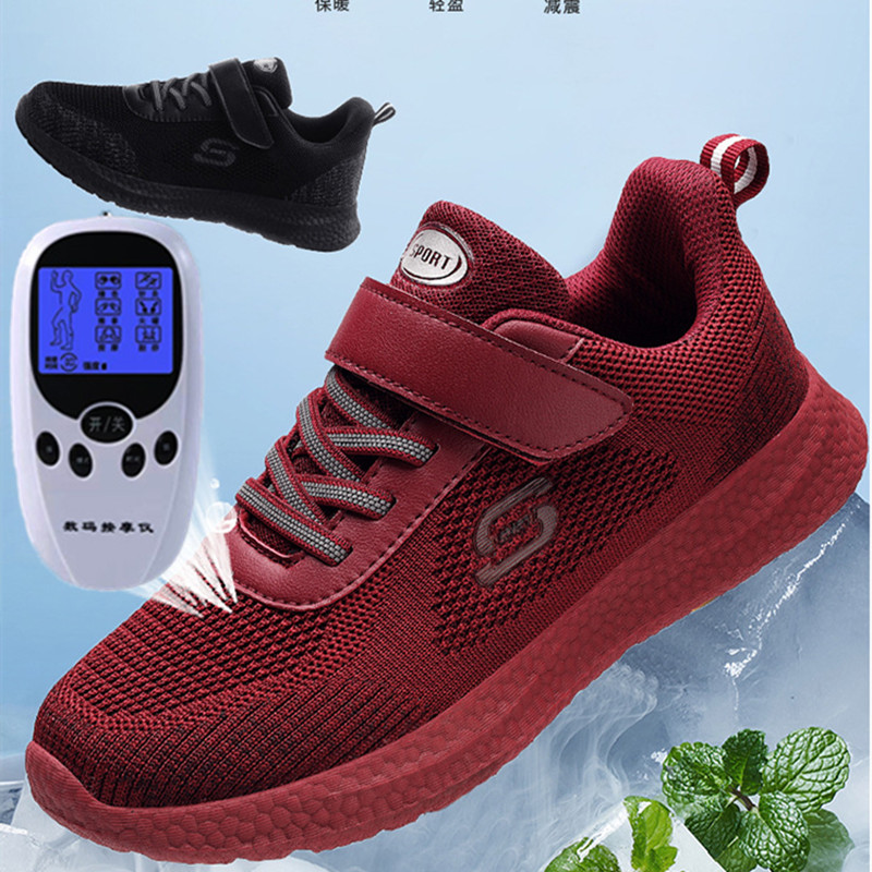 充电电动电脉冲按摩鞋中老年健步鞋透气老人鞋软底磁震动磁理疗鞋