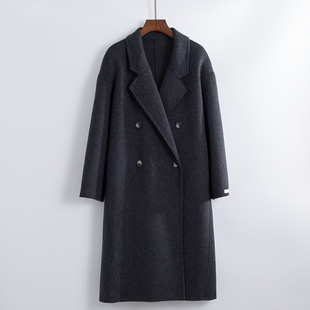 燕麦色双面羊毛大衣女中长款2024冬季新款韩版过膝赫本风呢子外套