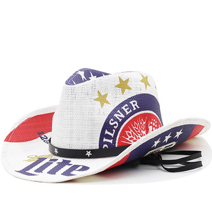 新款西部巴拿马牛仔usa帽子水兵舞礼帽个性草原星星爵士帽子