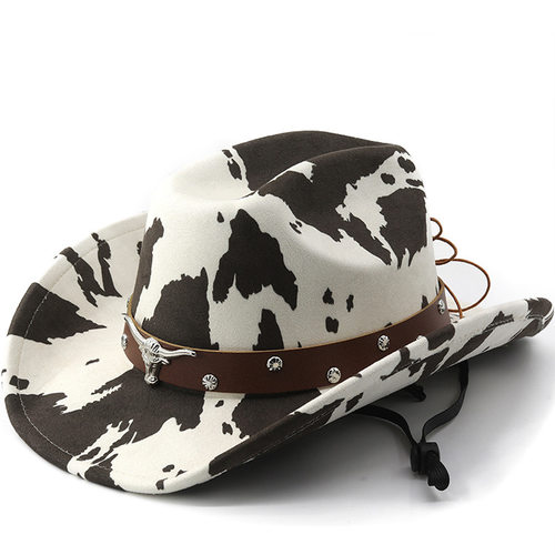 仿麂皮绒西部牛仔帽翘边男女士户外旅游帽子民族风礼帽Cowboy Hat